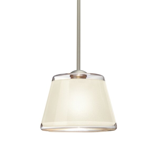 Besa Lighting Pica 9 Cord Pendant, White Sand, Satin Nickel Finish, 1x9W LED 1TT-PIC9WH-LED-SN - main